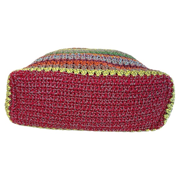THE SAK CROCHETED RAINBOW HOBO SHOULDER BAG RED BOHEMIAN STRIPE. - Picture 5 of 7